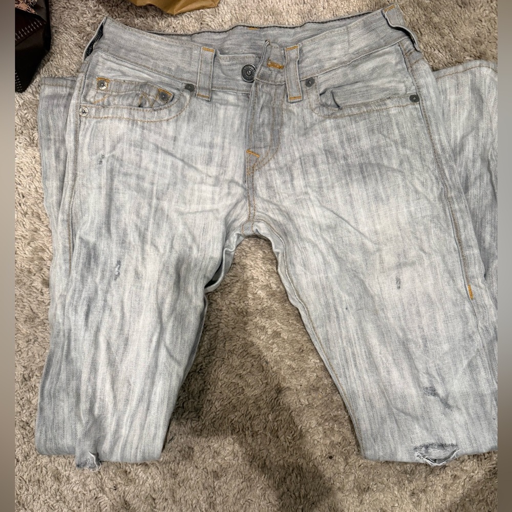 True Religion Men's Slim Straight Jeans - Light Gray